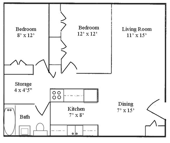 Two Bedroom Floor Plan - Bartley Manor
