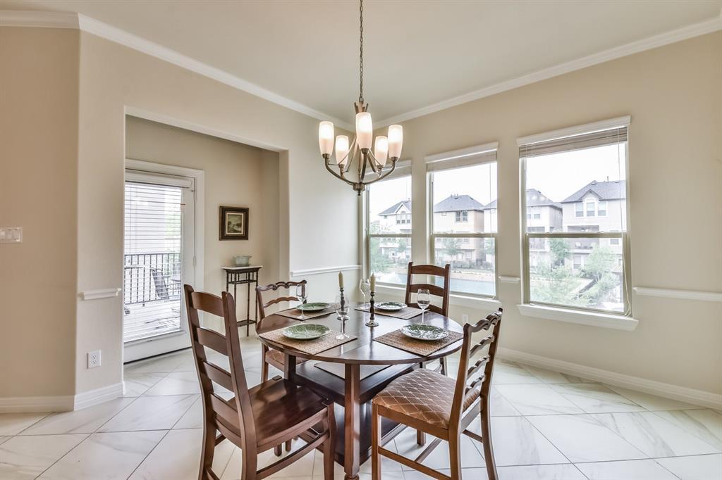 Dining room with soothing water, fountain pond - 1410 Upland Orchard Dr