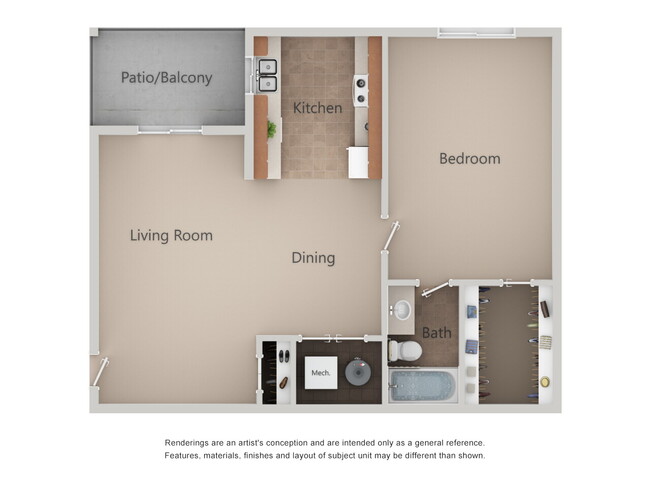 1x1 A without optional Washer/Dryer - Crossroads Apartments