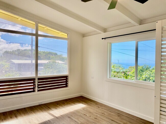 Beautiful views of coastline and garden from Master Bed windows - 81-1061 Captain Cook Rd