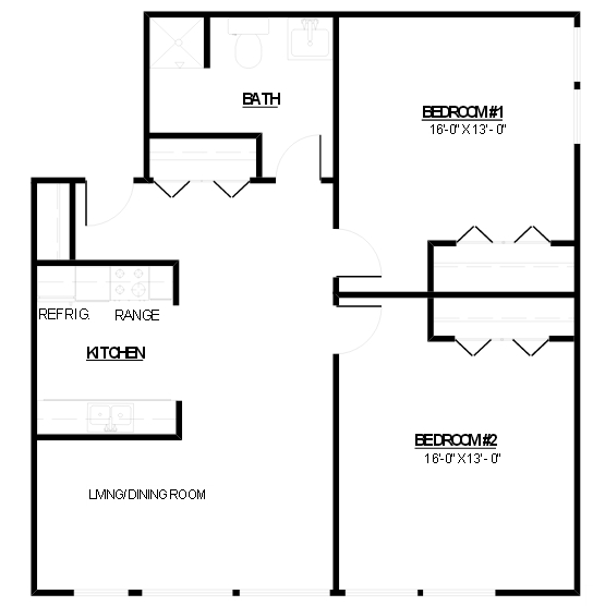 2BR/1BA - School House Apartments