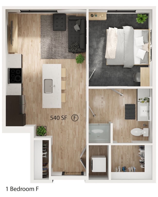 1 Bedroom F - Michigan Place Apartments