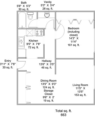 1BR/1BA - Ridgeview Apartments