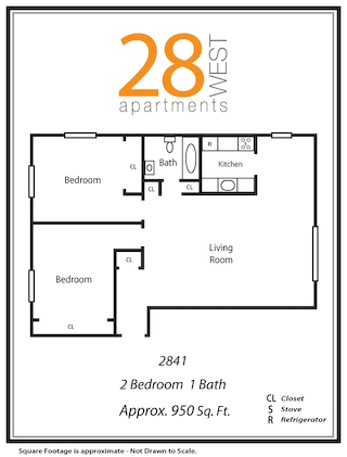 2BR/1BA Floor Plan - 28 West Apartments List