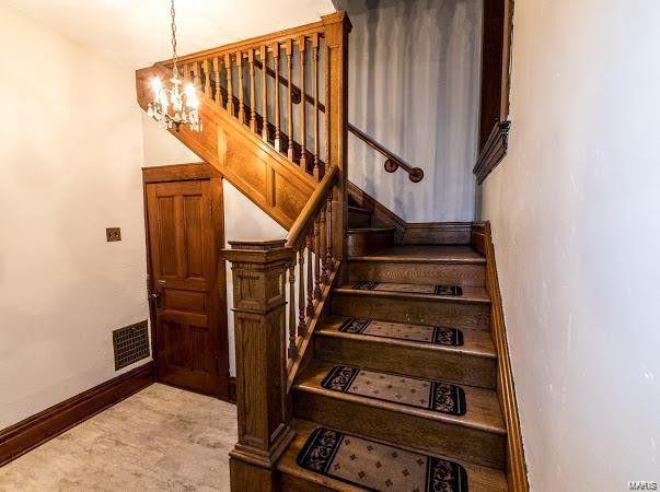 Wood Stairway to upper unit, Private Entry - 4507 S Grand Blvd