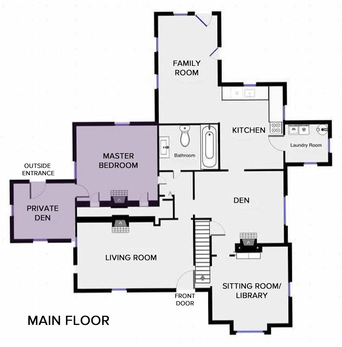Downstairs floor plan - 526 Monroe St