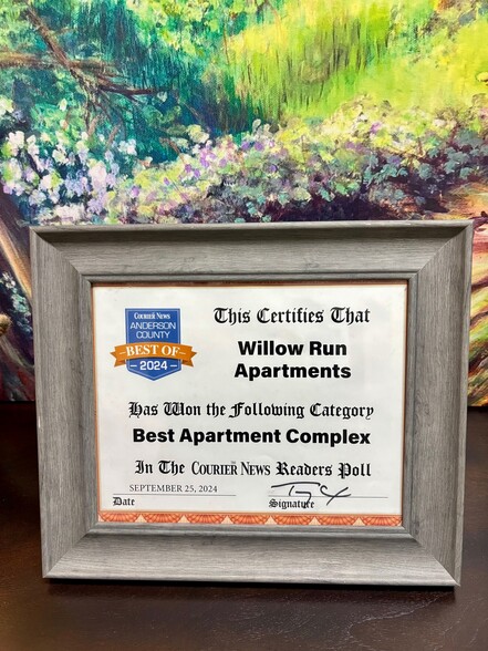 Best of Anderson County 2024! - Willow Run Apartments