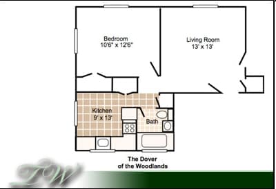 1BR/1BA - The Woodlands Apartments