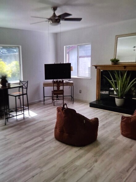 Fireplace w bistro n new leather seating for 2 - 145 Turnberry Way