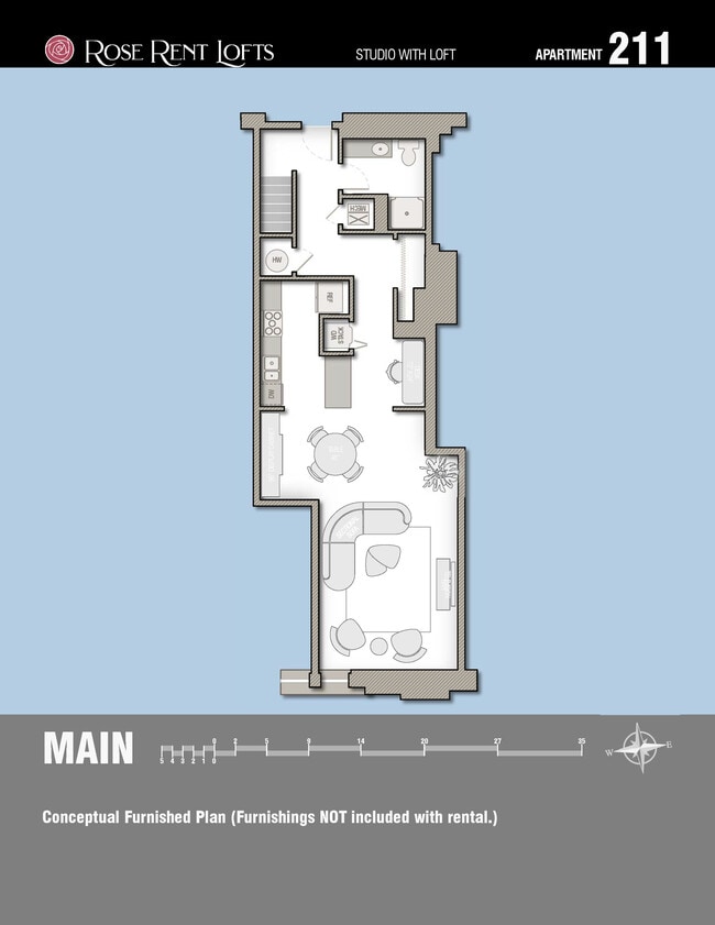 Main Level (with furniture) - Rose Rent Lofts