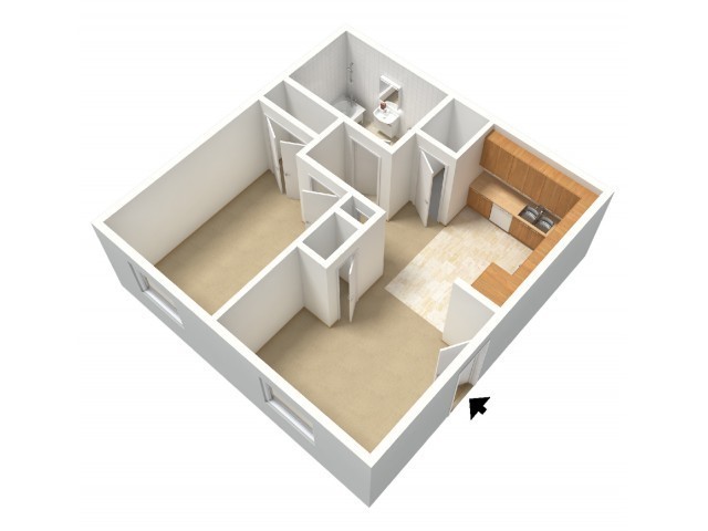 1x1 Floorplan - Crimson Villas