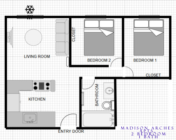 2 Bedroom 1 Bath - Madison Arches Apartments