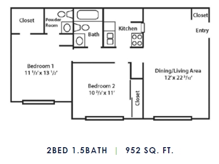 2BR/1.5BA - Addison Place