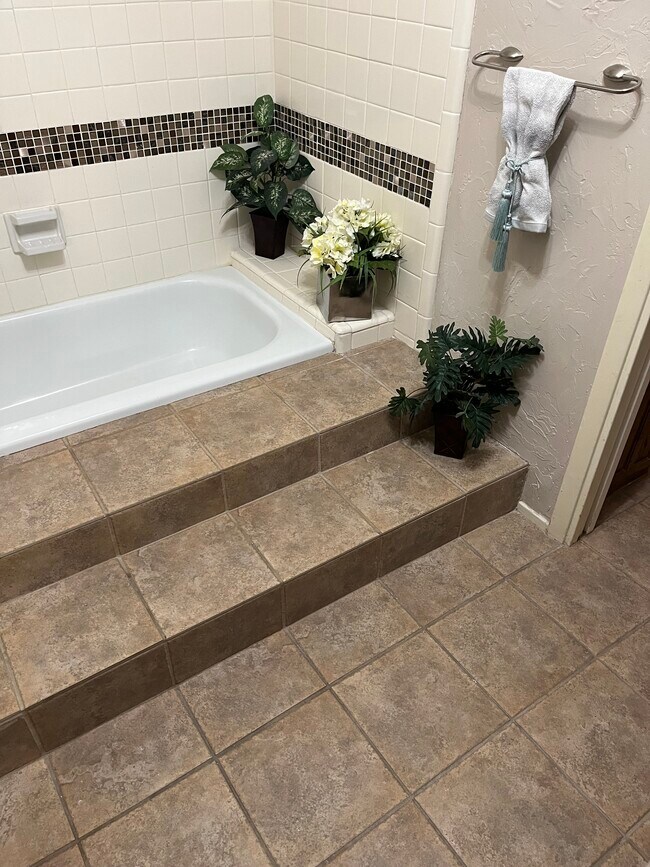 Master bath tub with dimmable lighting - 3136 Pin Oak Ct