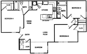 3BR/2BA - Oak Place Apartments