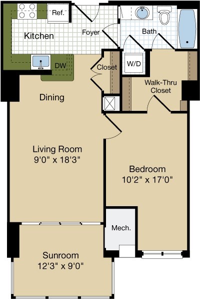 Kipling - 1 Bedroom - 1 Bathroom - Parc Rosslyn Apartments