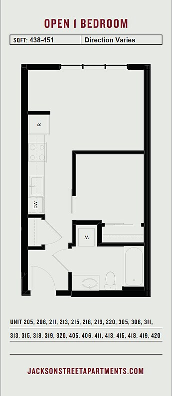 B.1 Apts 205, 206, 211, 213, 215, 218, 219, 220, 305, 306, 311, 313, 315, 318, 319, 320, 405, 406, 411, 413, 415, 418, 419, 420 - Jackson Street Apartments