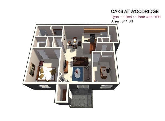 One Bed / One Bath with Den - Oaks at Woodridge