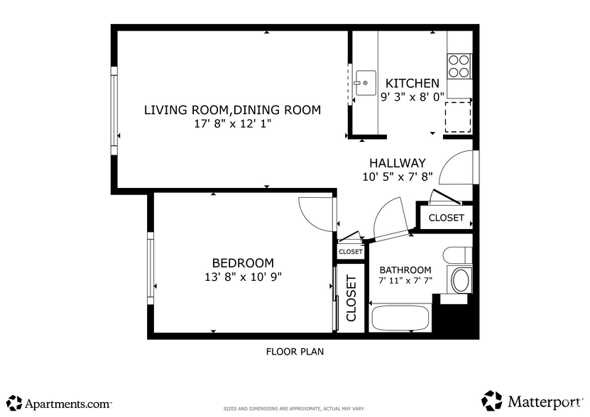 1BR, 1BA - 567SF - Monroe Commons