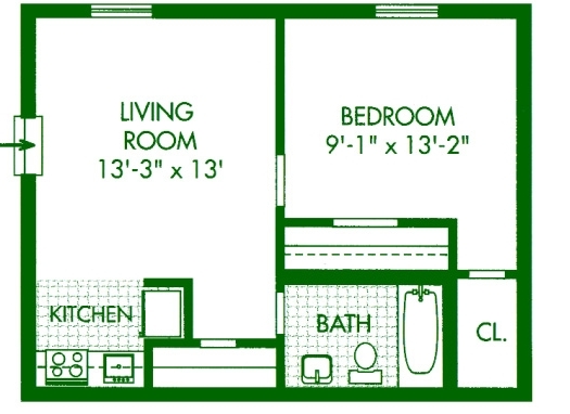 One Bedroom Junior - Cedar Tree Village Apartments