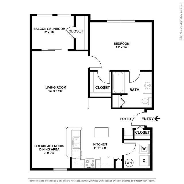 Tortuga - 1B1B - 867 SF - Cabana - 2D Floorplan - Tortuga Bay at Waterford Lakes
