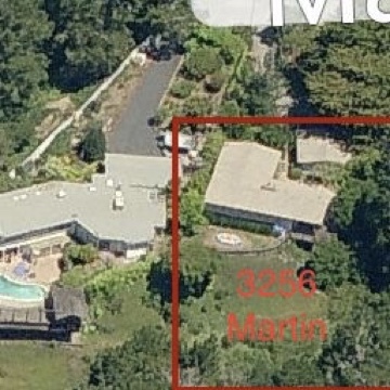 Aerial of house in Cul-de-sac - 3256 Martin Rd