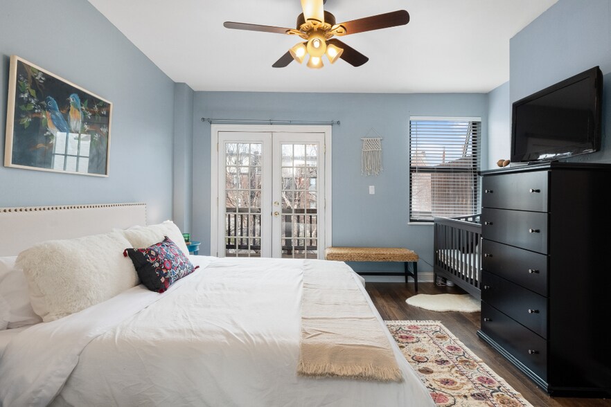 Second Floor Master Bedroom with King Bed and Crib - Balcony Access - 1703 S 11th St