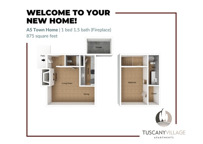 A5 Town Home Floor Plan - Tuscany Village