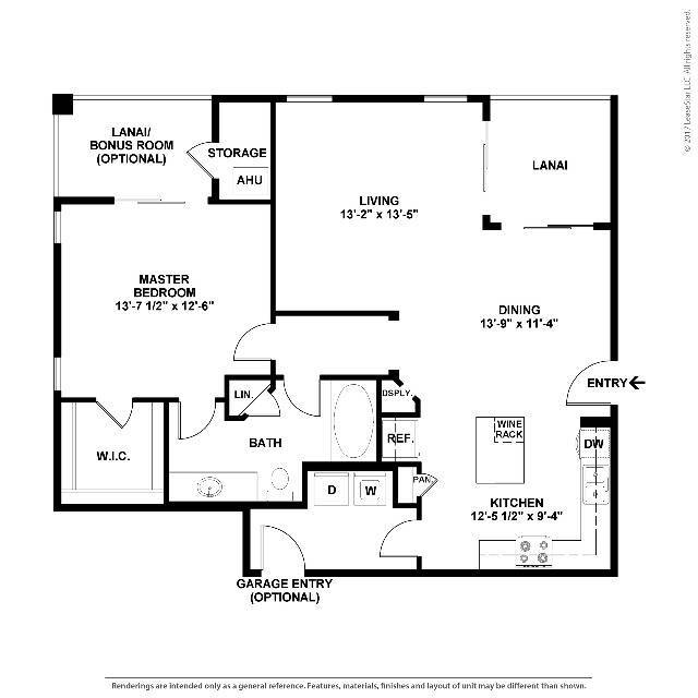 Cypress Creek - Juniper - 847 SF - 1B1B - 2D Floorplan - Lantower Cypress Creek