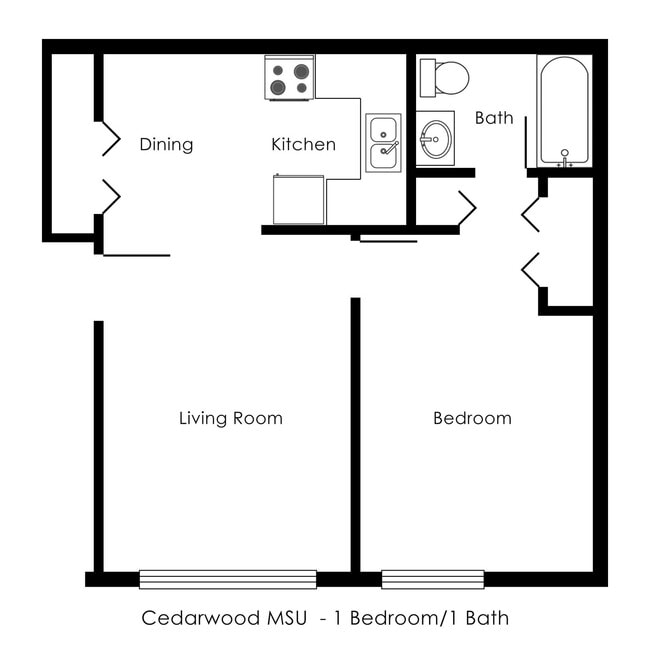 Floorplan - Cedarwood MSU Apartments - Located just a few blocks from the MSU campus!