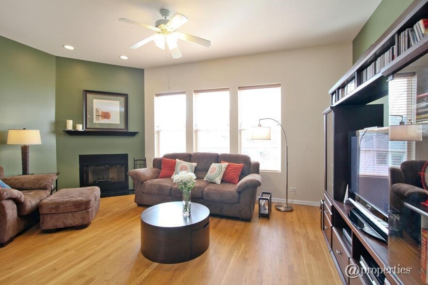 Wood + Gas Fireplace in Living Room - 7307 Franklin Street