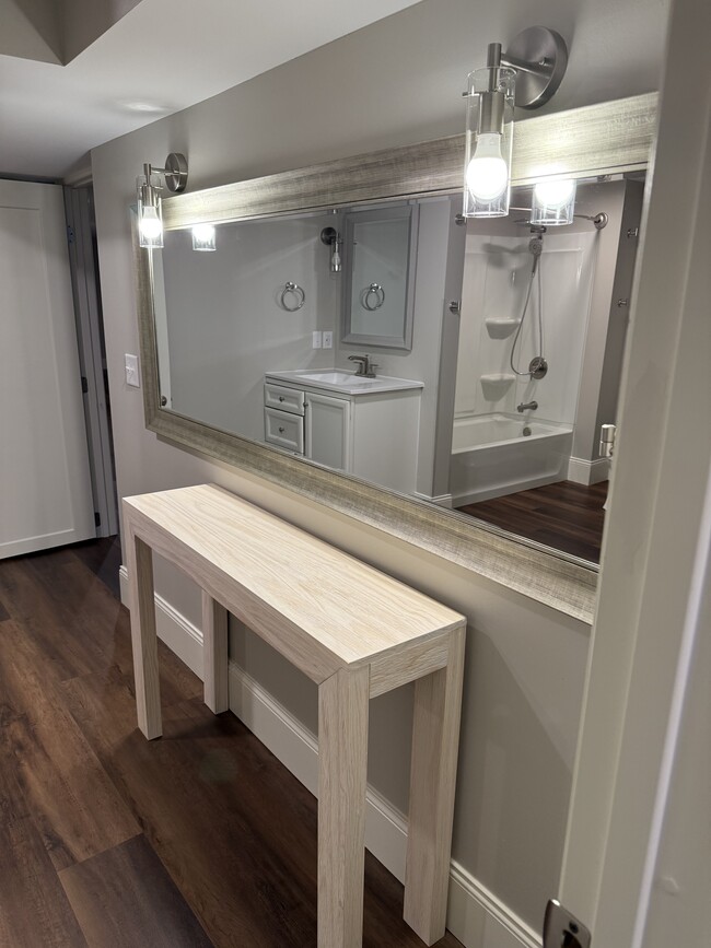 Primary Bathroom Mirror and Make Up Table - 4346 Deerfield Rd