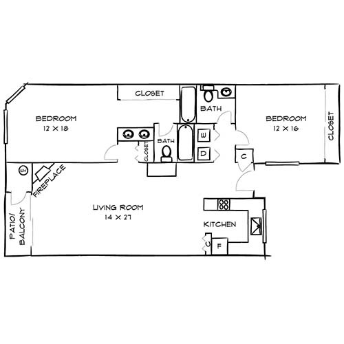 Floorplan - Hillcreste Apartment Homes