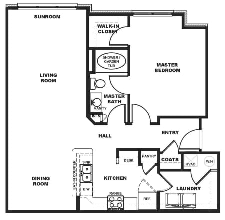 1BR/1BA - River Valley