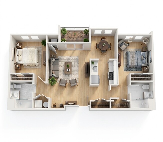 2 Bedroom 2 Bath Approx. 1054 square feet - Twin Ponds Apartments