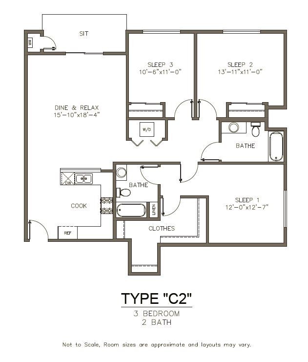 Primary Photo - Unit Type C2 | 3 Bedroom | 2 Bathroom