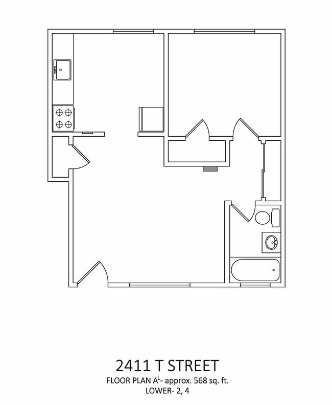 1x1 568 sq ft - Lower - Midtown Haven Apartments