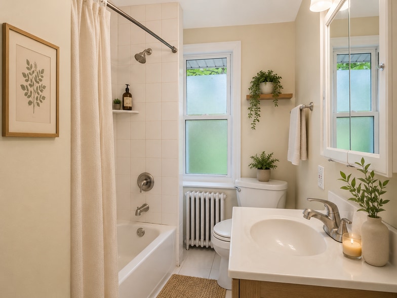 1st floor Bathroom Virtually Staged - 483 New York Ave