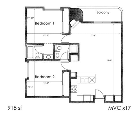 Floorplan - Midvale Court Apartments Westwood