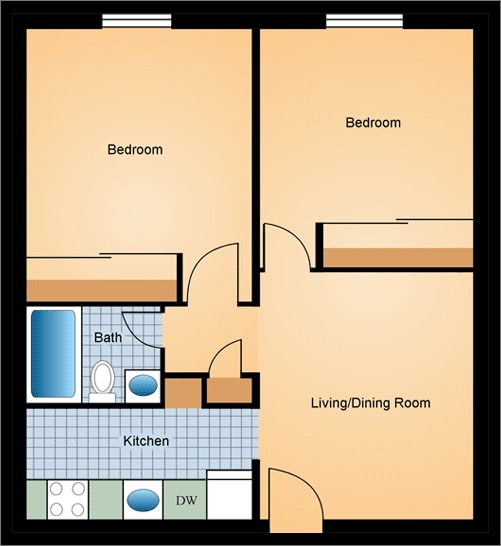 2BR/1BA - EastSide Apartments