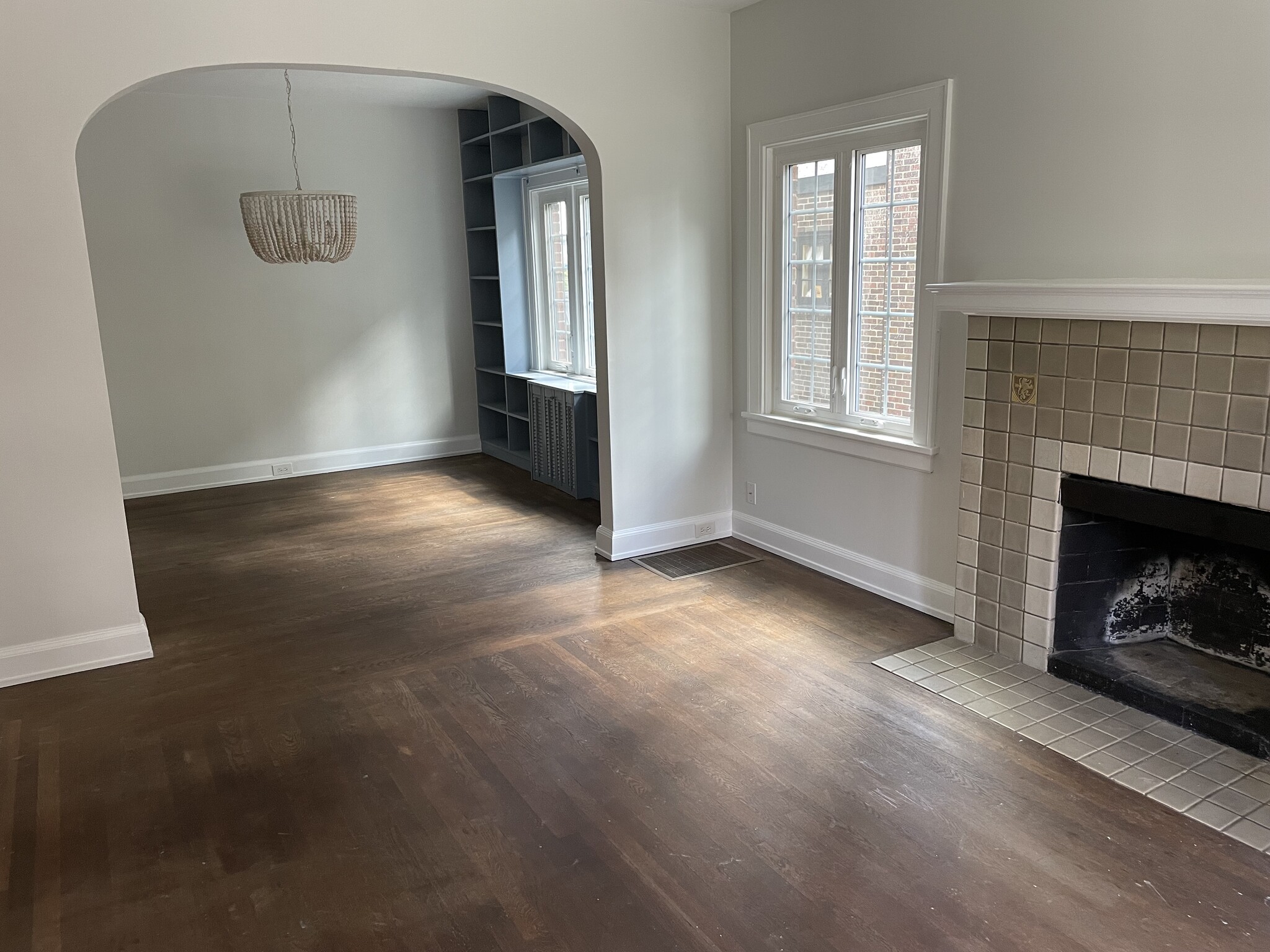 Large living room with fireplace (inoperable) and separate dining room with bookcase - 3514 Mooney Ave
