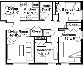 3BR/1BA - Weatherholt Hills Apartments