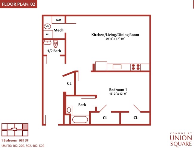 1BR/1.5BA - Condos At Union Square