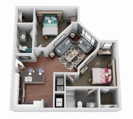 2BR/2BA Corner - NorthView Student Apartments