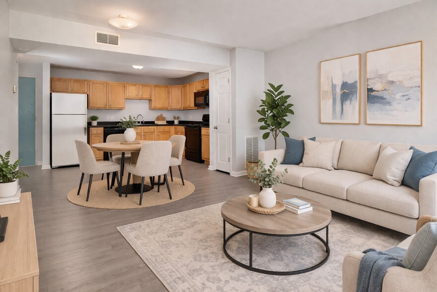 Living Room + Eating Area - Legacy Park Apartments