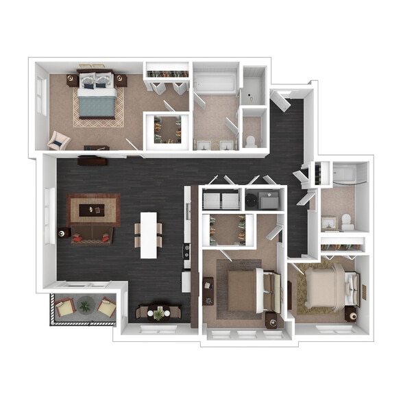 C1 3D Floor plan - Courthouse Square Apartments