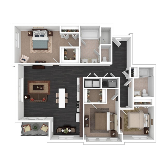C1 3D Floor plan - Courthouse Square Apartments