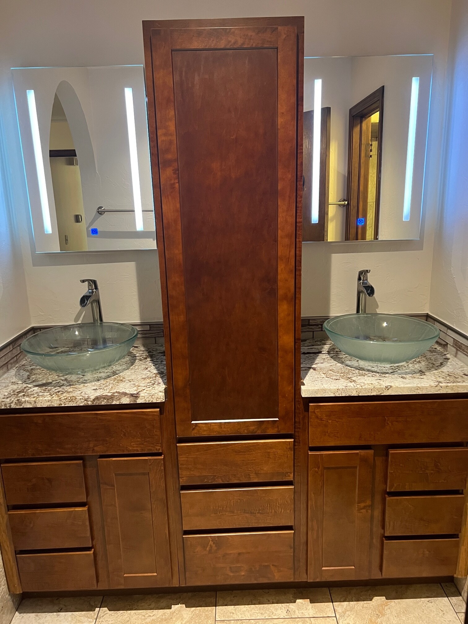 His & Hers Sinks Vanity area - 11013 N Brauer Ave