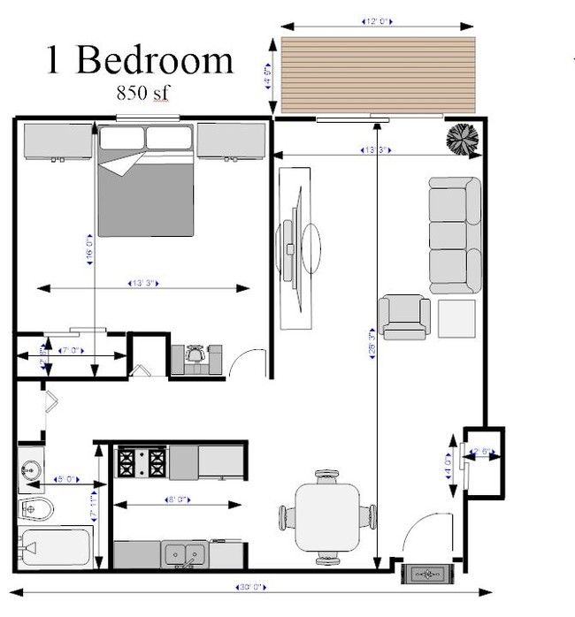 1BR/1BA - Country Club Manor Apartments