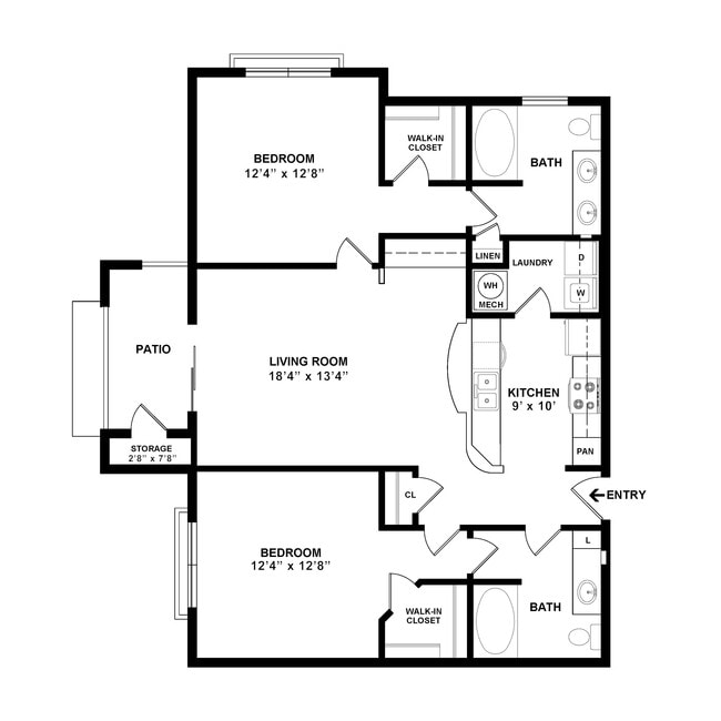 B3 Floor Plan W Dimensions - Eastland Trails Apartments